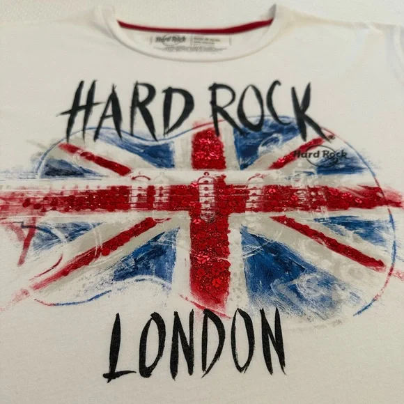 HARD ROCK Women's Sequin Guitar Flag Tee - Picture 3 of 8